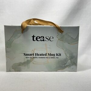 Tease Smart Heated Mug Kit Gold Spoon Warming Pad NEW
